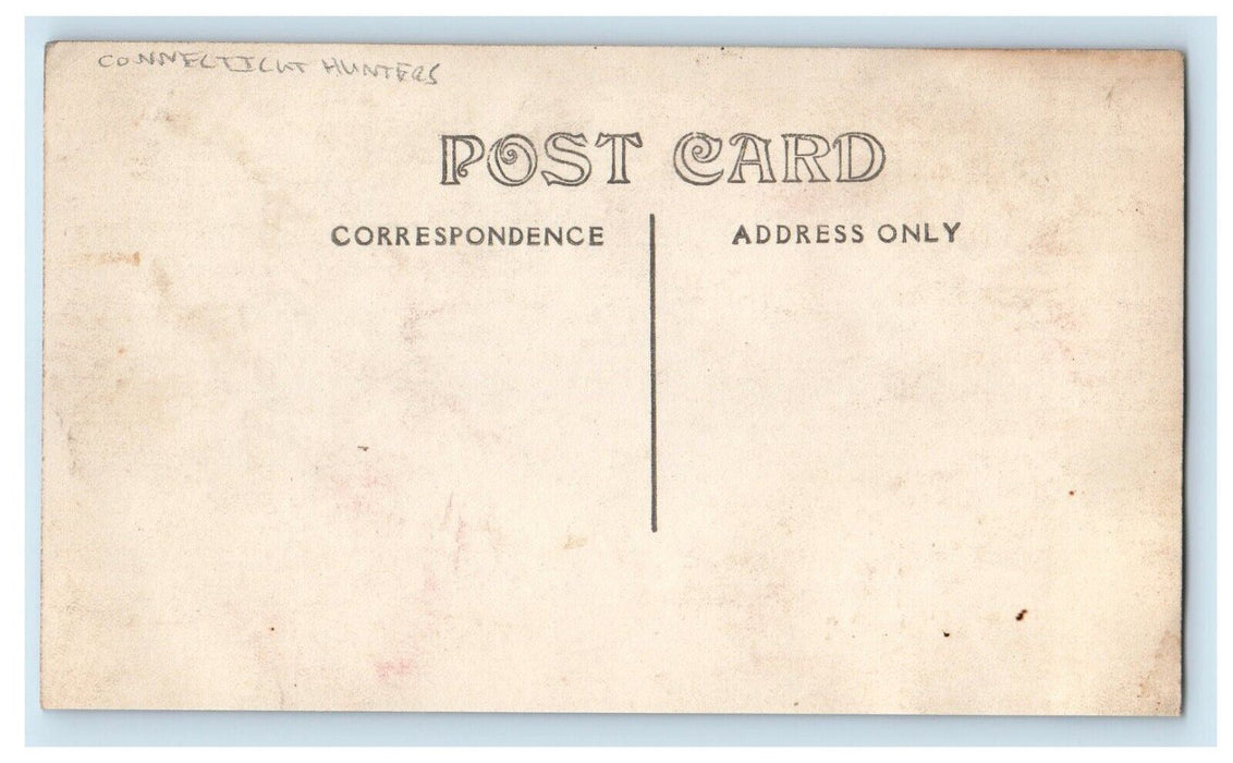 c1910 Connecticut Hunters Deer Buck Fox Barn Rifles Guns RPPC Photo Postcard
