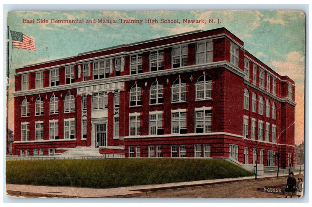 1917 East Side Commercial and Manual Training High School Newark NJ Postcard