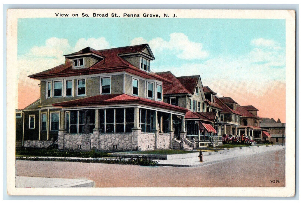 c1930's View on South Broad Street Penns Grove New Jersey NJ Vintage Postcard