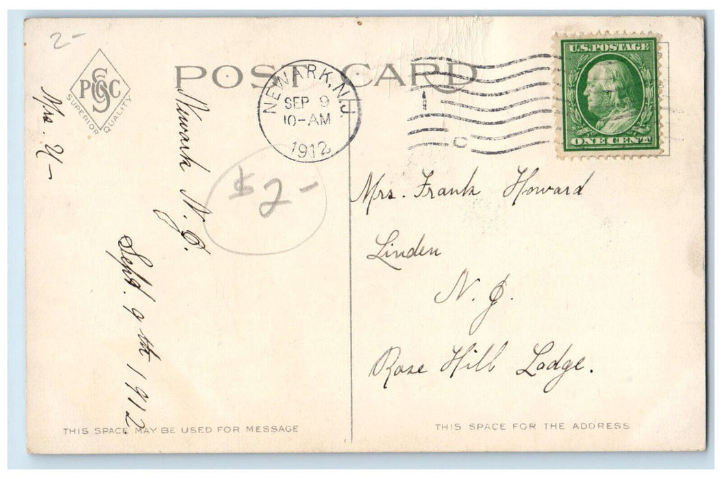 1912 Central High School Entrance Stairway Newark New Jersey NJ Postcard