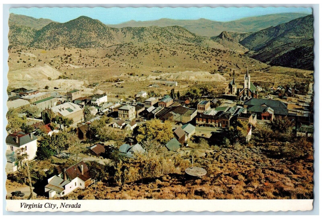 Bird's Eye View Of Virginia City Nevada NV, Mining Ghost Town Vintage Postcard