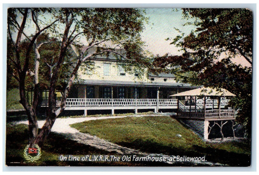 c1910 On Line LVRR Old Farmhouse Bellewood New Jersey Vintage Antique Postcard