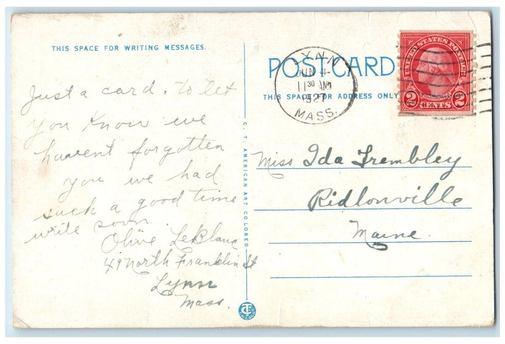 1927 Promenade And Water Front From Lynn Shore Drive Massachusetts MA Postcard