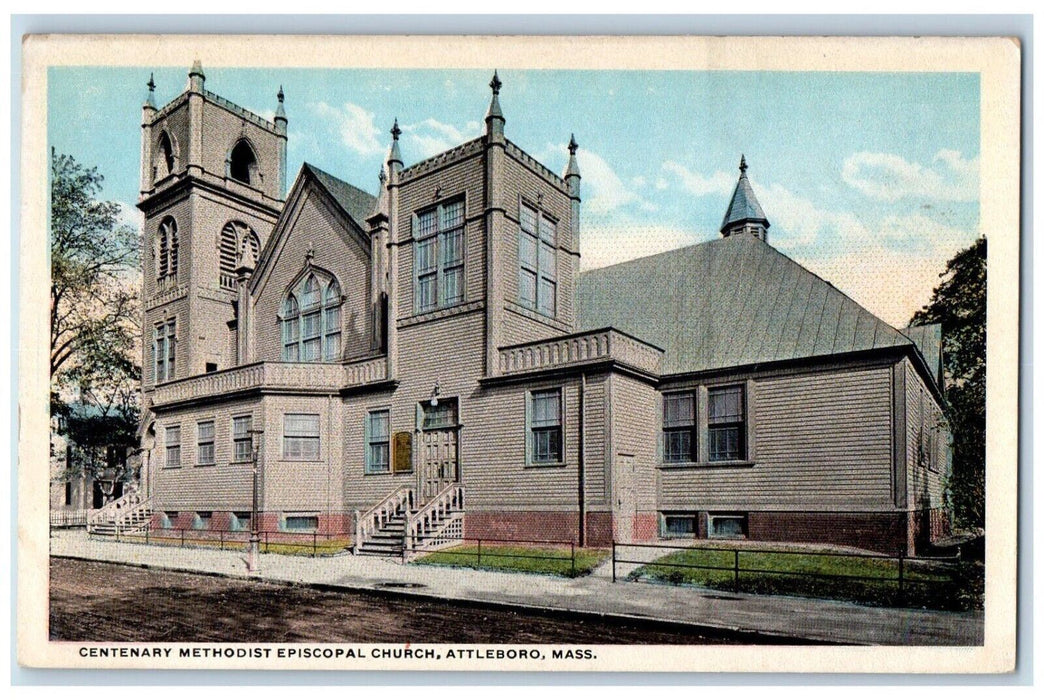 c1910 Centenary Methodist Episcopal Church Attleboro Massachusetts Mass Postcard