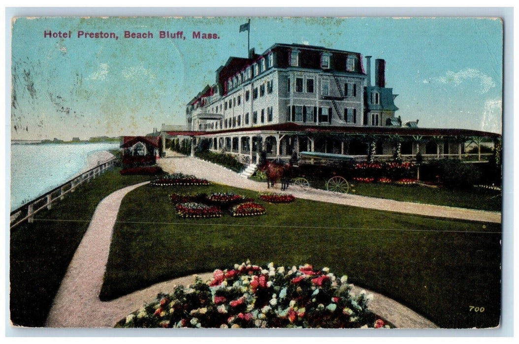 1913 Hotel Preston Beach Carriage Bluff Massachusetts Vintage Antique Postcard