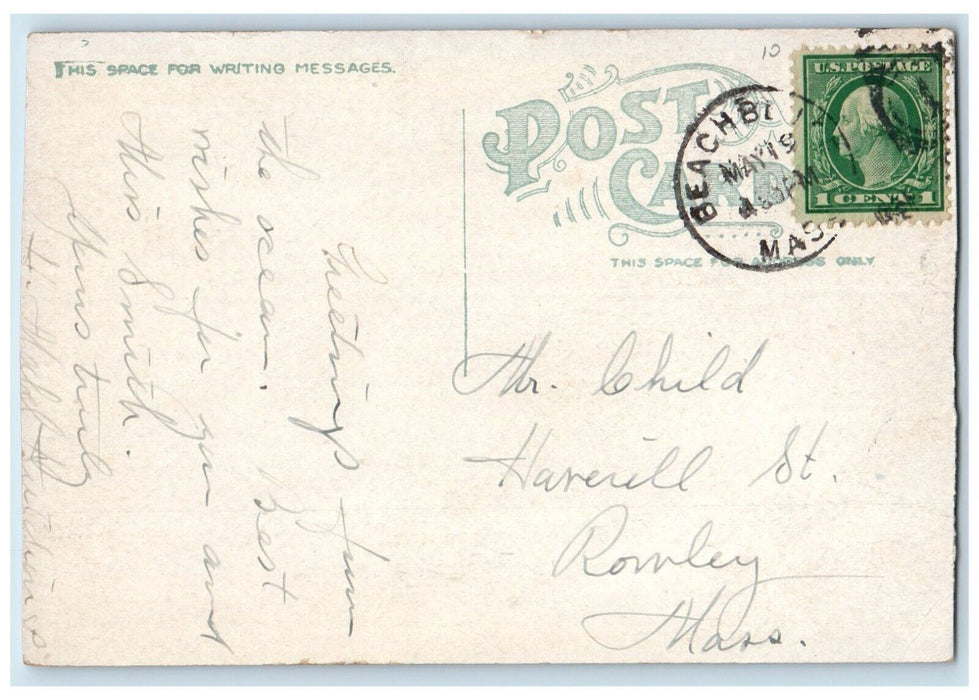 1910 Hotel Preston Beach Bluff Massachusetts MA Vintage Antique Posted Postcard