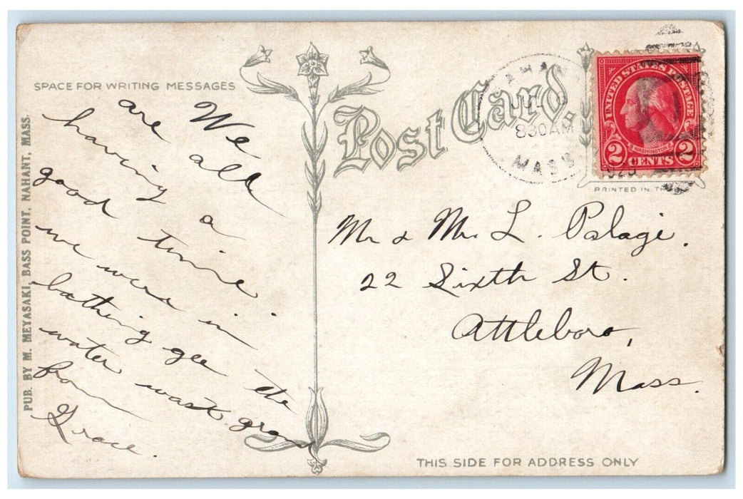 1925 Bass Point House Bass Point Massachusetts Vintage Antique Posted Postcard
