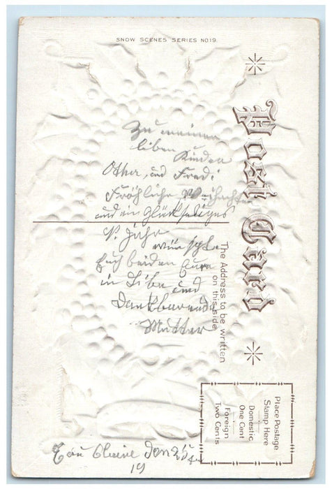 c1910's Christmas Holly Berries Birds Boat Embossed Posted Antique Postcard
