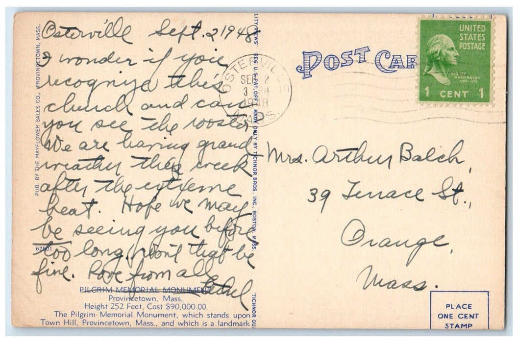 1948 Congregational Church West Barstable Massachusetts Vintage Antique Postcard