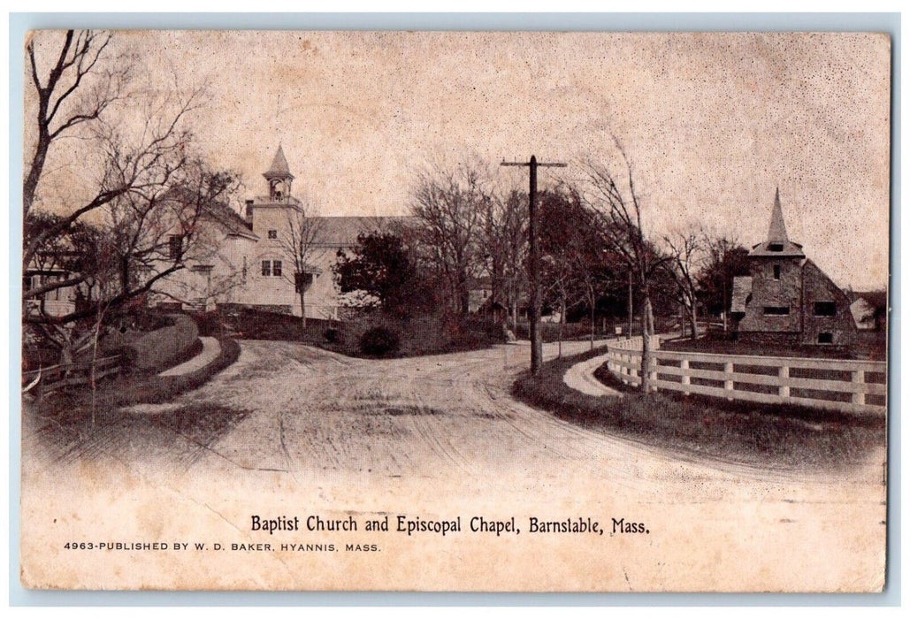 1907 Baptist Church Episcopal Chapel Barnstable Massachusetts Vintage Postcard