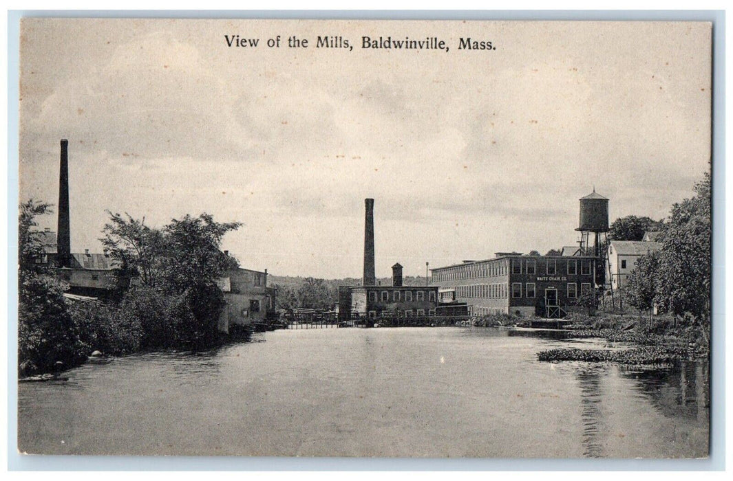 c1910 View Mills River Lake Baldwinville Massachusetts Vintage Antique Postcard