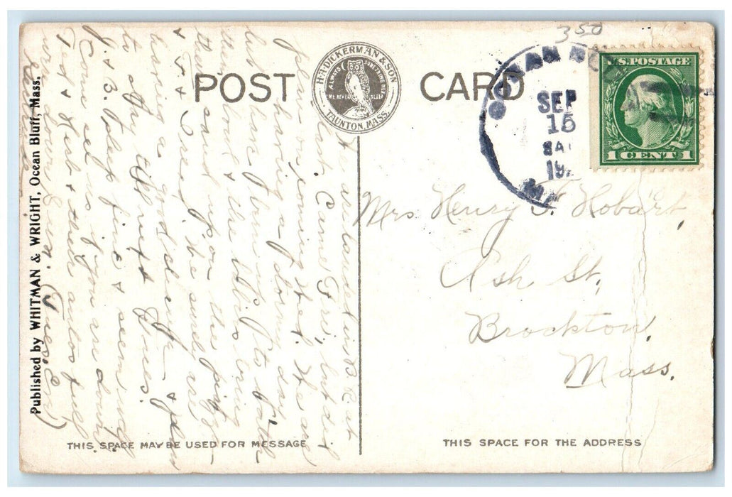 1910 Cut River Sail Boat Brant Rock Massachusetts Mass Vintage Antique Postcard