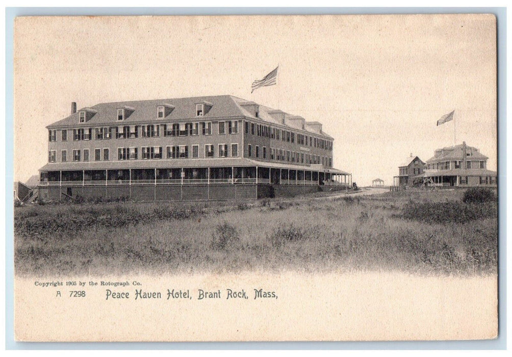 c1905 Peace Haven Flag Hotel Brant Rock Massachusetts Vintage Antique Postcard