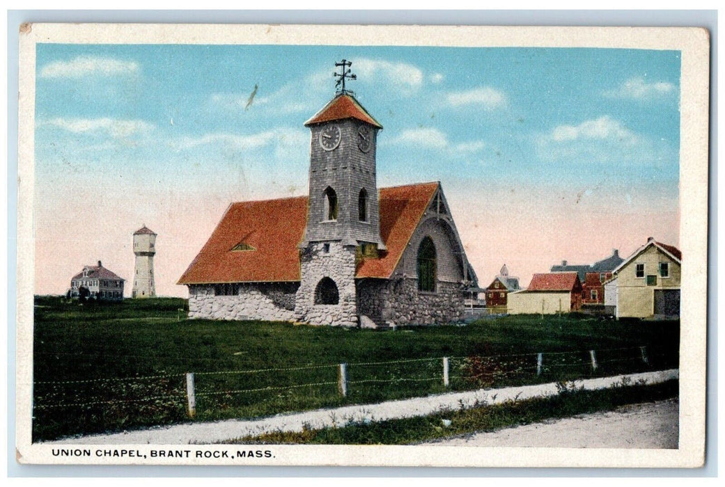1909 Union Chapel Church Fence Brant Rock Massachusetts Vintage Antique Postcard