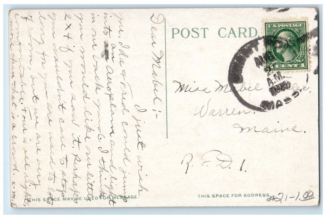 1909 Union Chapel Church Fence Brant Rock Massachusetts Vintage Antique Postcard