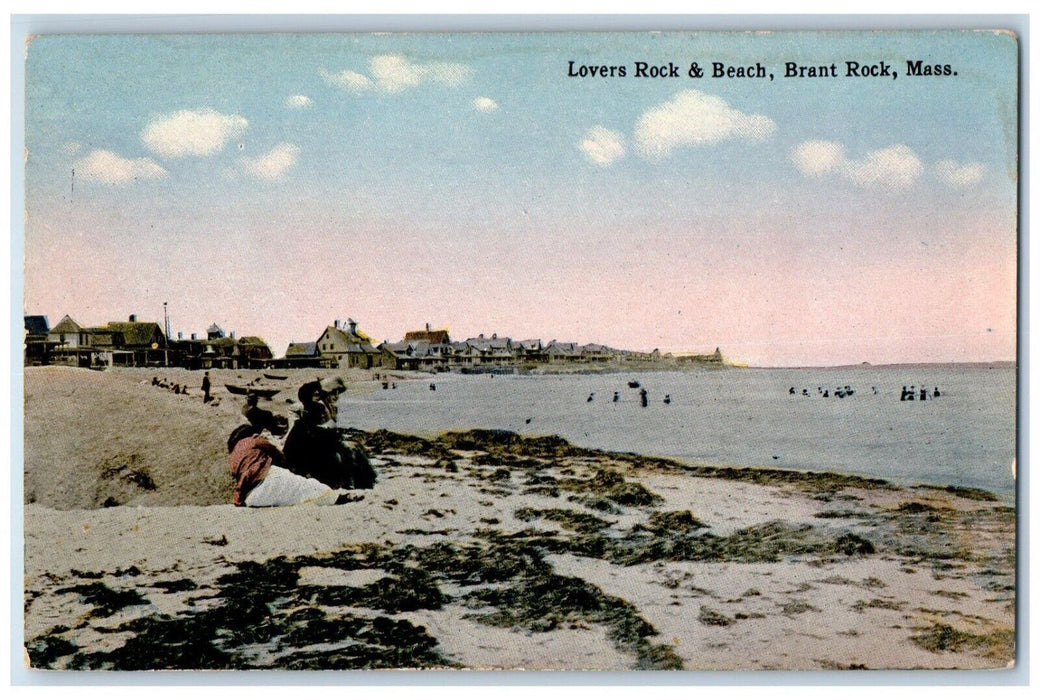 1910 Lovers Rock Beach Brant Rock Seaside Massachusetts Vintage Antique Postcard