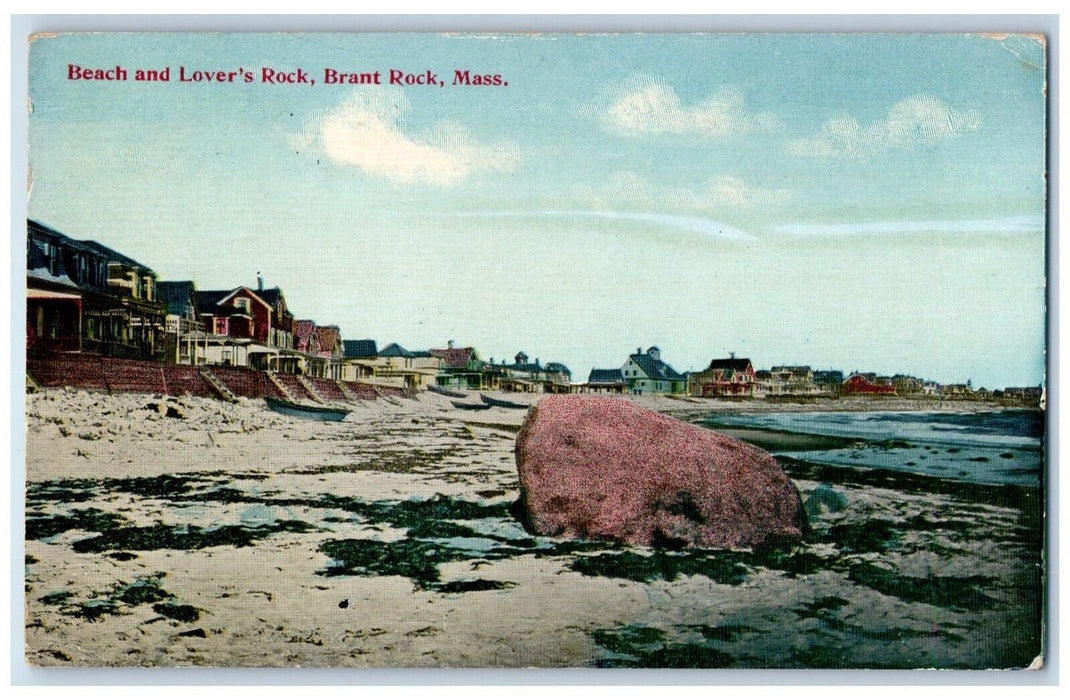 1911 Beach Lovers Rock Brant Rock Seaside Massachusetts Vintage Antique Postcard