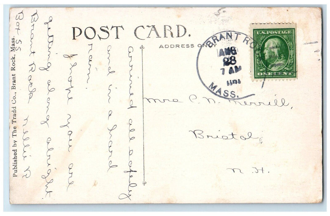 1911 Beach Lovers Rock Brant Rock Seaside Massachusetts Vintage Antique Postcard