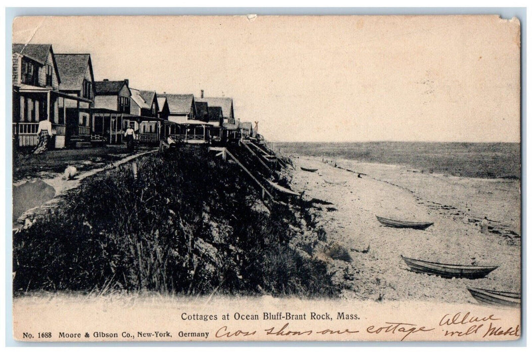 1907 Cottages Ocean Bluff Brant Rock Massachusetts MA Vintage Antique Postcard