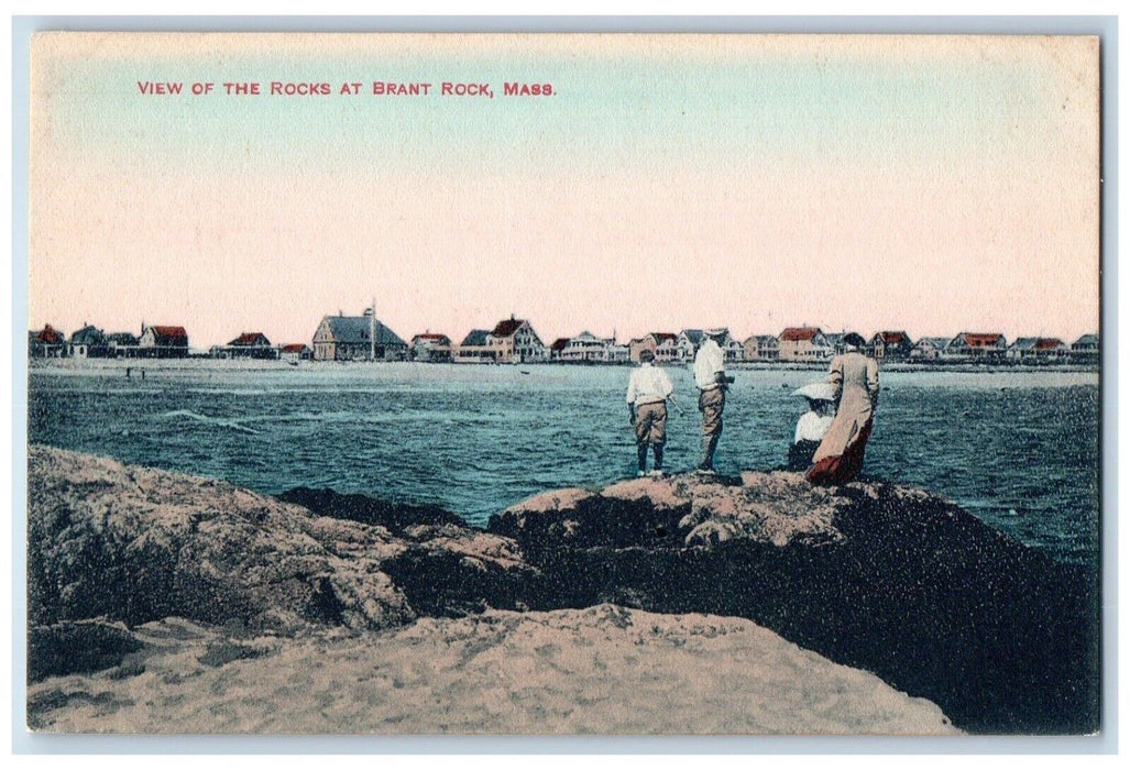 c1910 View Rocks Brant Rock Cliff Seaside Massachusetts Vintage Antique Postcard