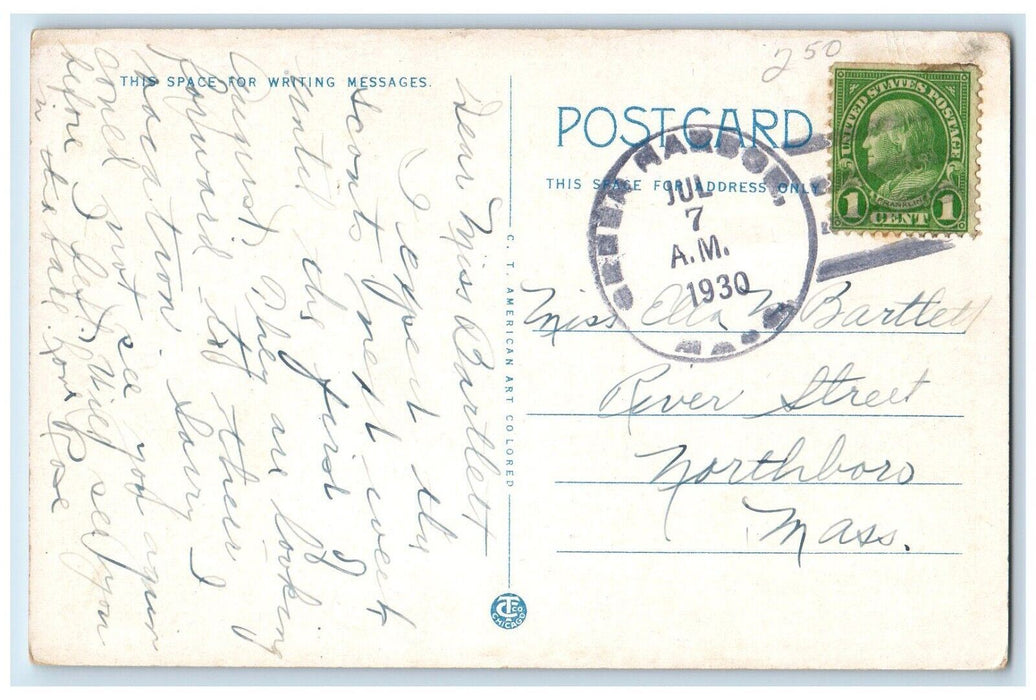 1930 Rock Beach Brant Rock Swimming Boat Massachusetts Vintage Antique Postcard
