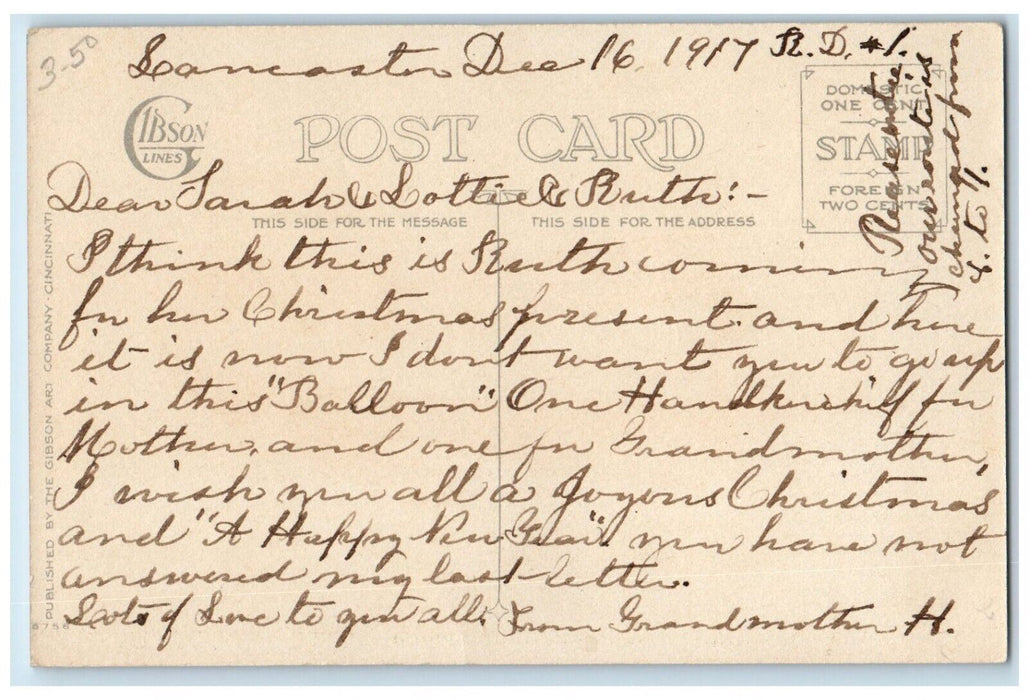 c1910's Christmas Little Girl Waiting To Santa Claus Stockings Antique Postcard