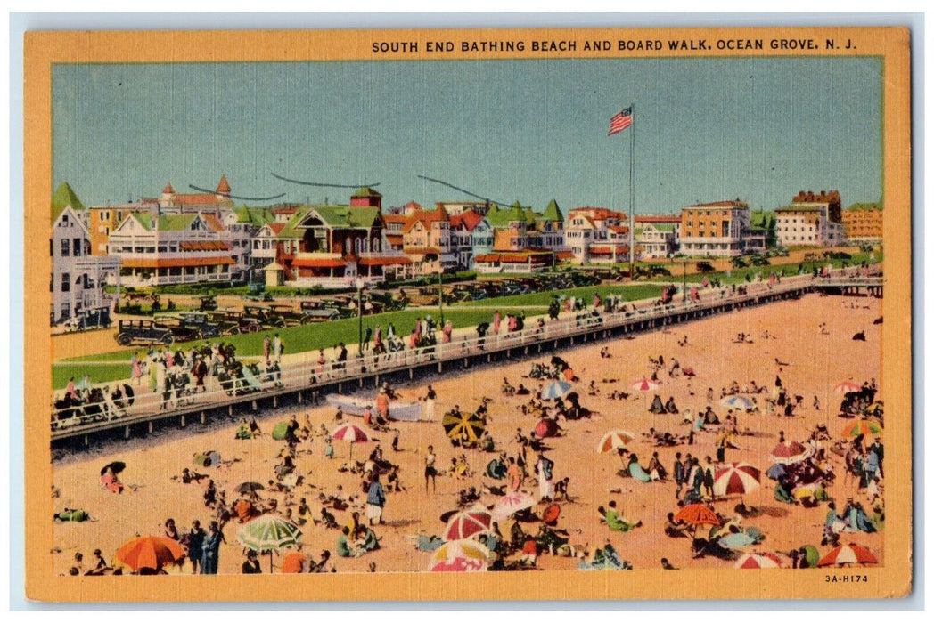 1953 South End Bathing Beach Board Walk Ocean Grove New Jersey NJ Postcard