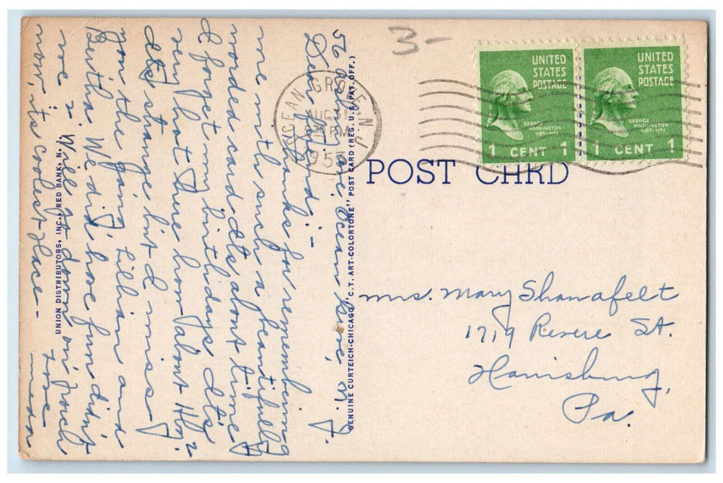 1953 South End Bathing Beach Board Walk Ocean Grove New Jersey NJ Postcard