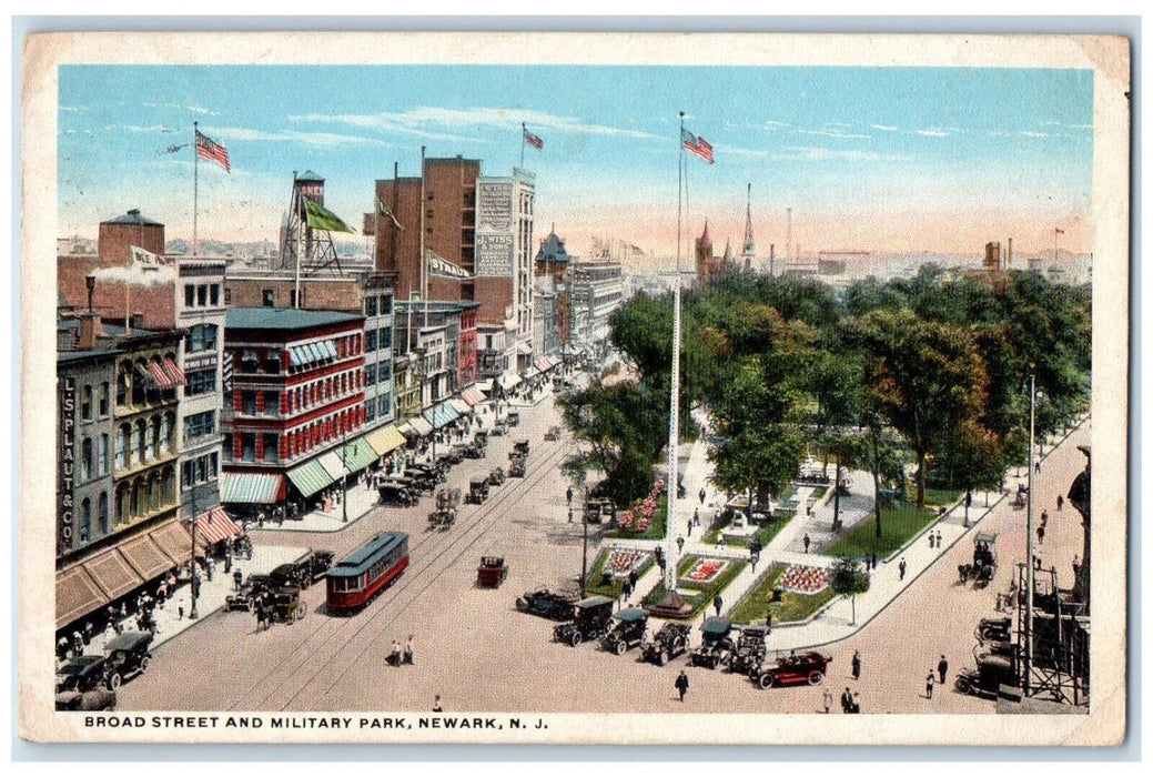 1918 Broad Street and Military Park Newark New Jersey NJ Antique Postcard