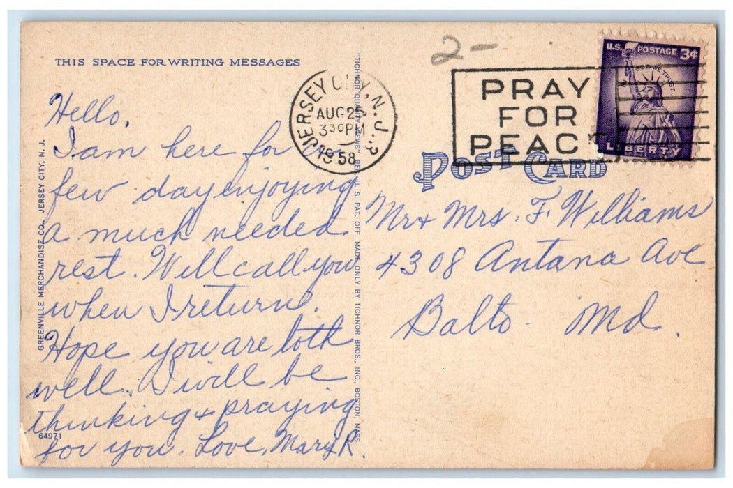1958 Pershing Field Jersey City New Jersey NJ Vintage Posted Postcard