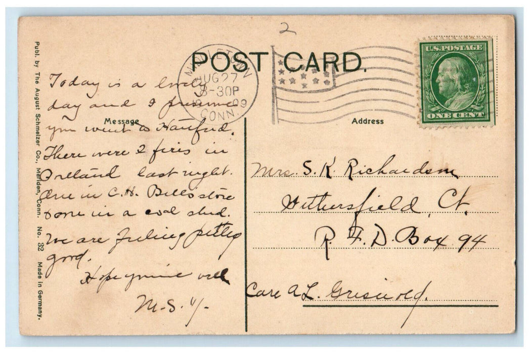 1909 North College Wesleyan University Middletown Connecticut CT Postcard