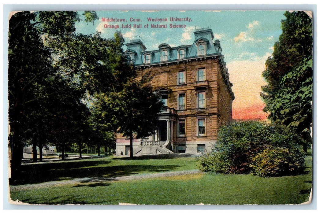 c1910 Wesleyan University Orange Judd Hall of Natural Science CT Postcard