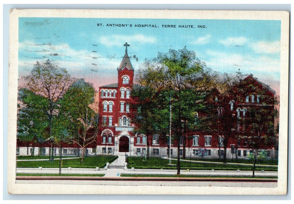 1937 ST. Anthony's Hospital Terre Haute Indiana IN, Martinsville IL Postcard