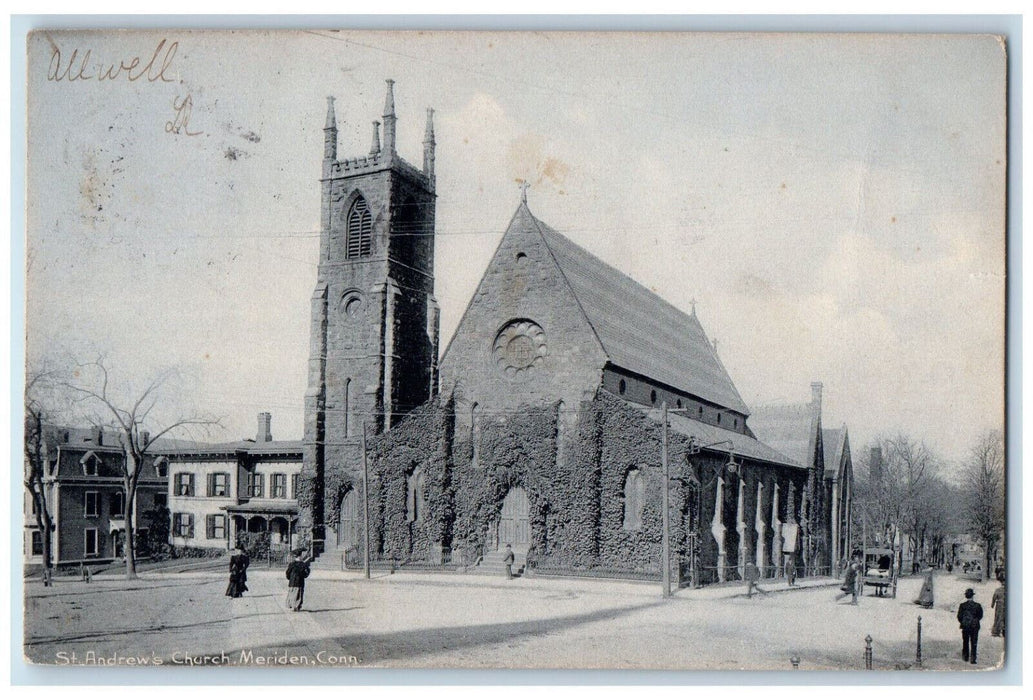 1909 St. Andrew's Church Meriden Connecticut CT Antique Posted Postcard