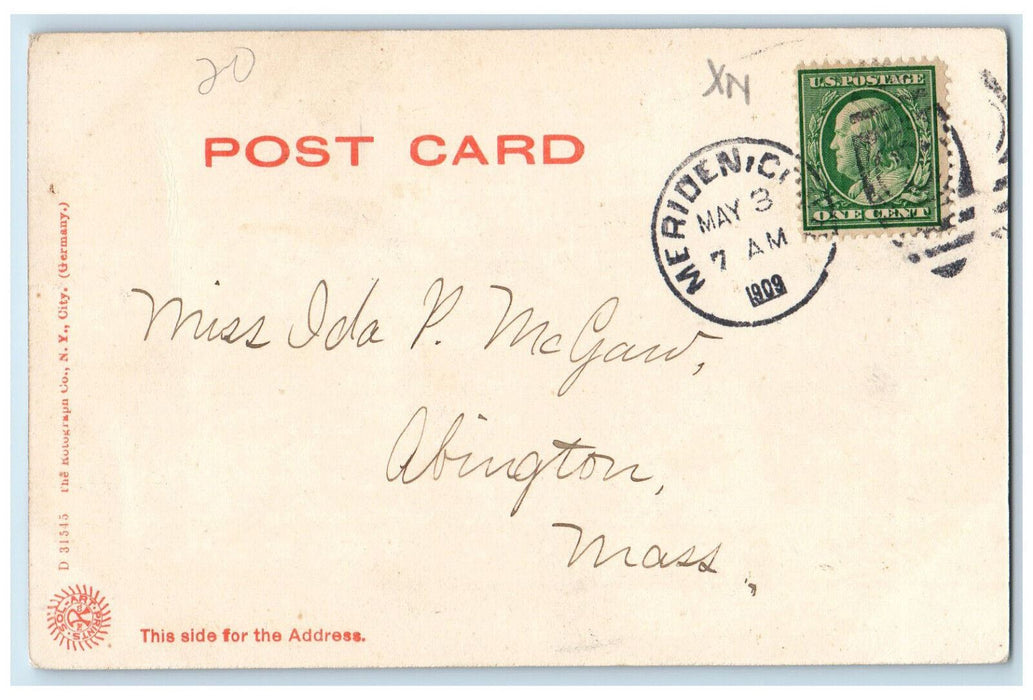 1909 St. Andrew's Church Meriden Connecticut CT Antique Posted Postcard