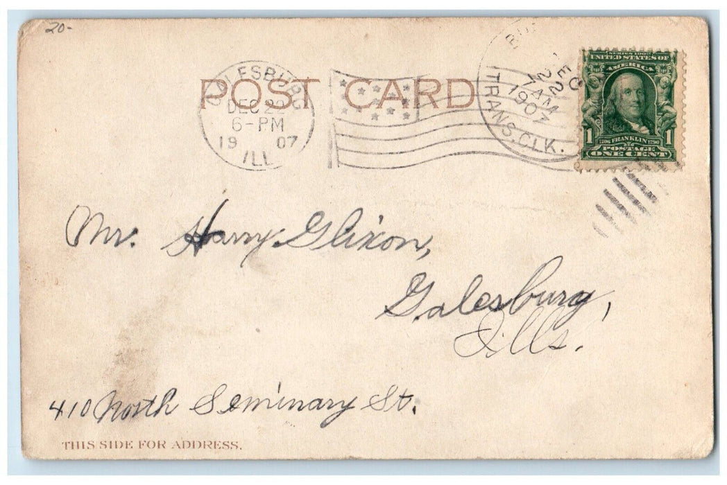 1907 Railroad Train Car Accident Galesburg Illinois IL Posted Antique Postcard