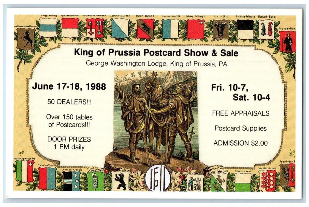 King Of Prussia Advertising Postcard Show & Sale Geoge Washington Lodge PA