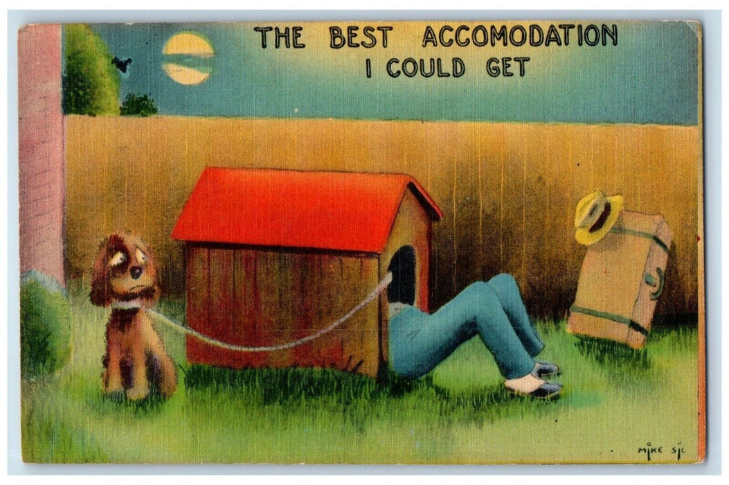 1942 Dog House Girl Sleeping Sharpsville Pennsylvania PA Vintage Postcard