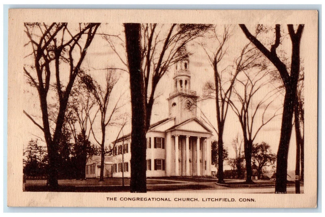 c1950's The Congregational Church Litchfield Connecticut CT Vintage Postcard