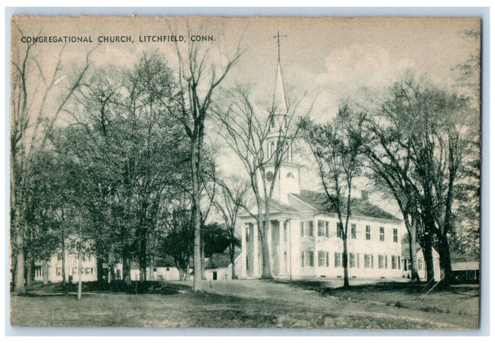 c1910 Congregational Church Litchfield Connecticut CT Antique Postcard
