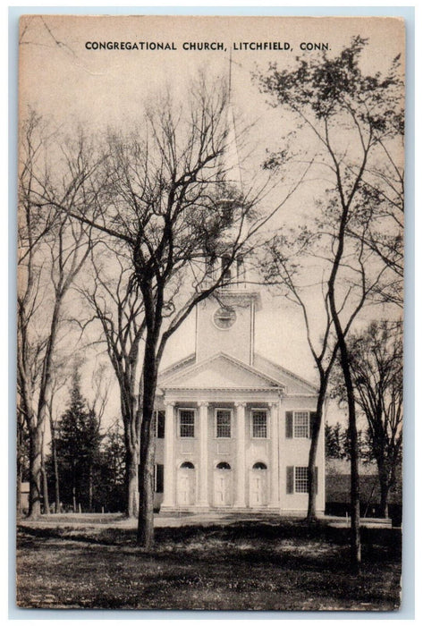 c1950's Congregational Church Litchfield Connecticut CT Collotype Co Postcard