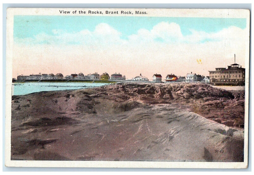 1910 View Rocks Brant Rock Cliff Sea Massachusetts MA Vintage Antique Postcard