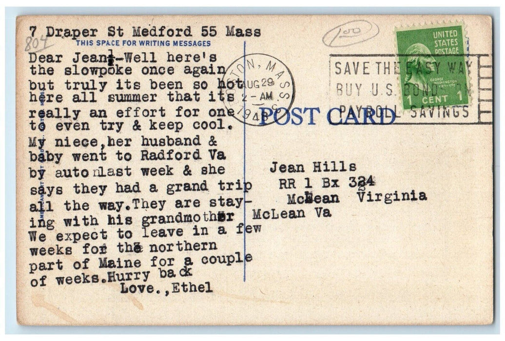 1948 Hasseltine Hall Bradford Junior College Bradford Massachusetts MA Postcard