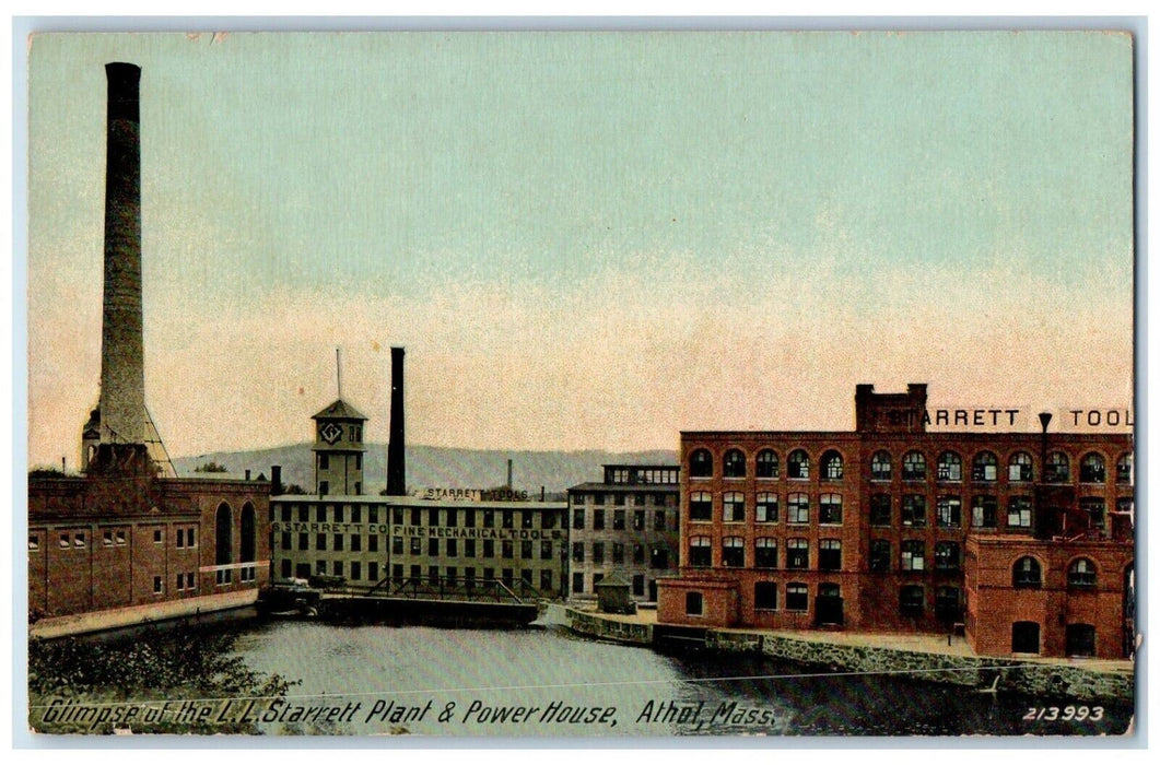 c1910 Glimpse LL Starrett Plant Power House Athol Massachusetts Vintage Postcard