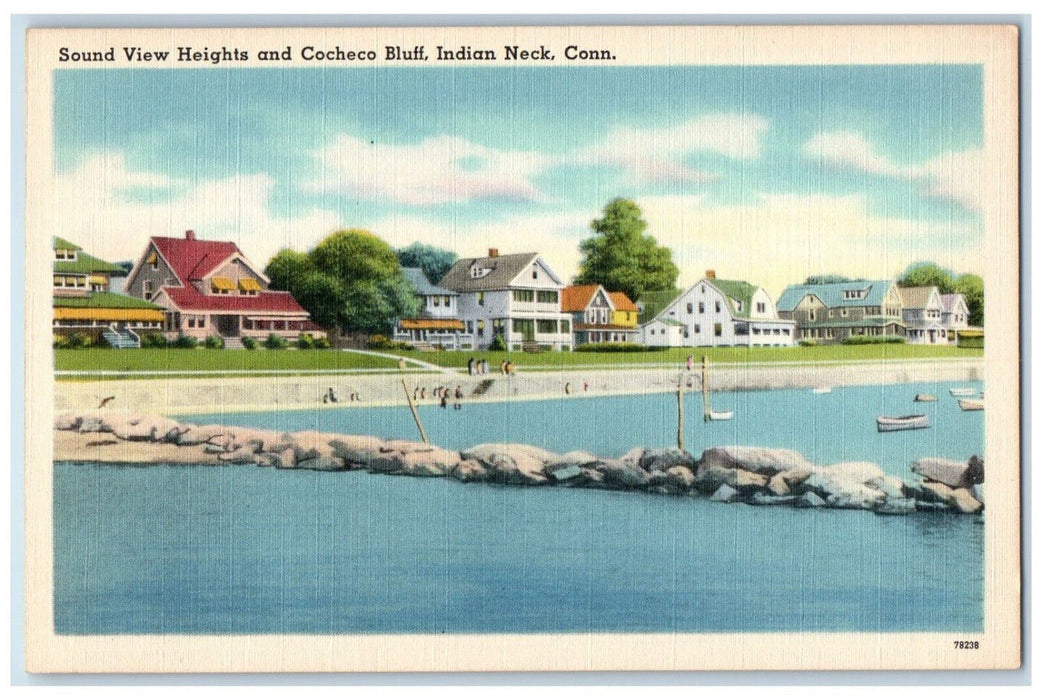 c1950's Sound View Heights and Cocheco Bluff Indian Neck Connecticut CT Postcard