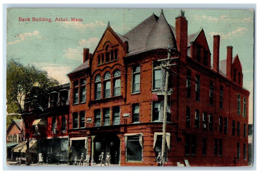 1916 Bank Building Ahthol Street Road Massachusetts MA Vintage Antique Postcard
