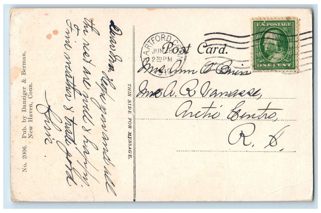 1910 Interior of St. Joseph's Cathedral Hartford CT Antique Posted Postcard