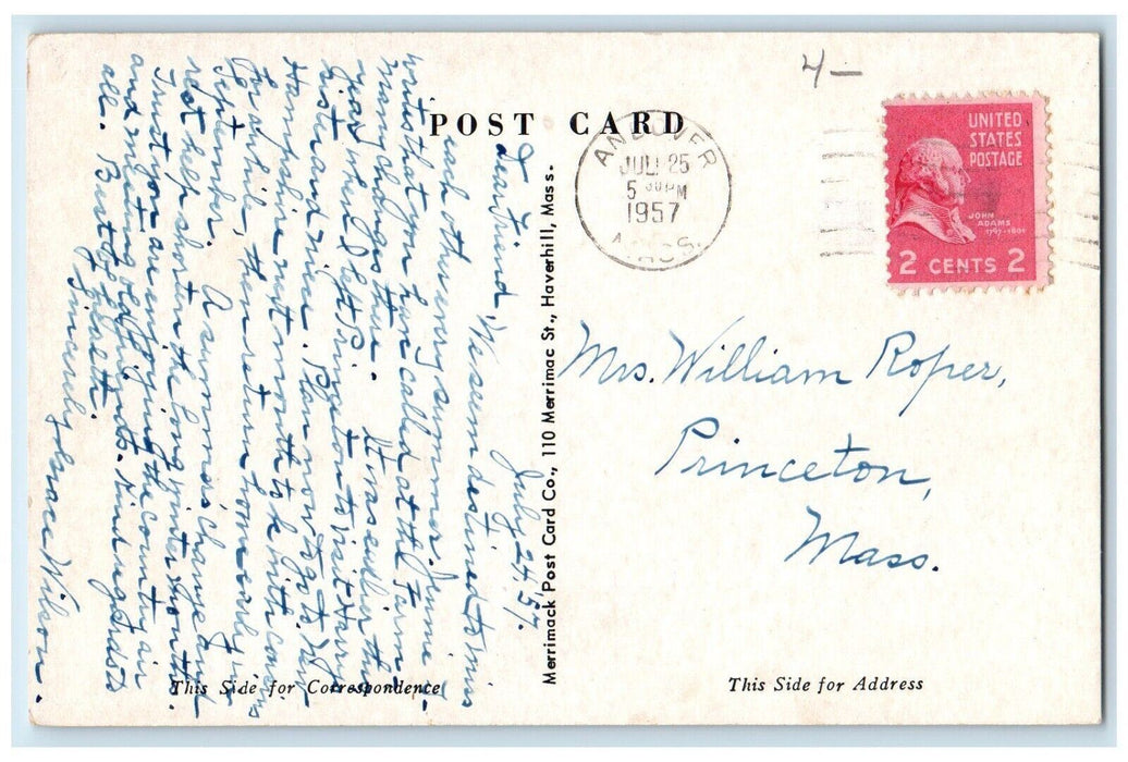1957 Samuel Phillips Hall Phillips Academy School Andover Massachusetts Postcard
