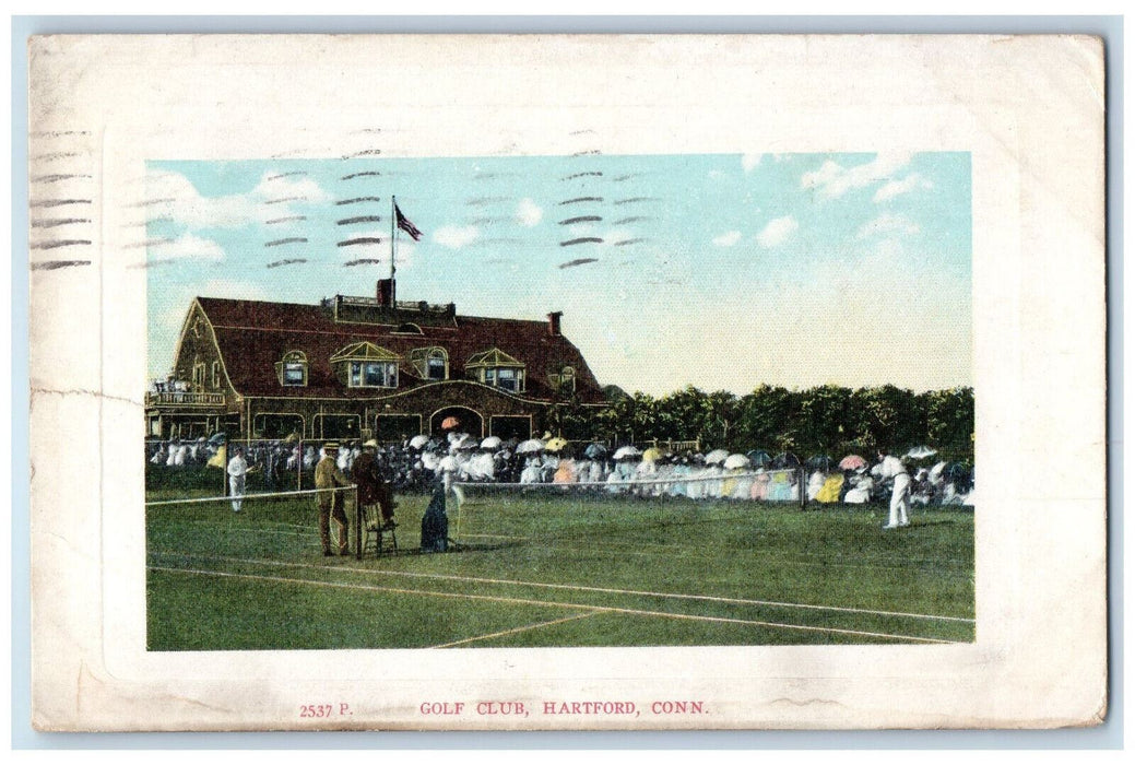 1909 Playing Tennis Golf Club Building Hartford Connecticut CT Postcard