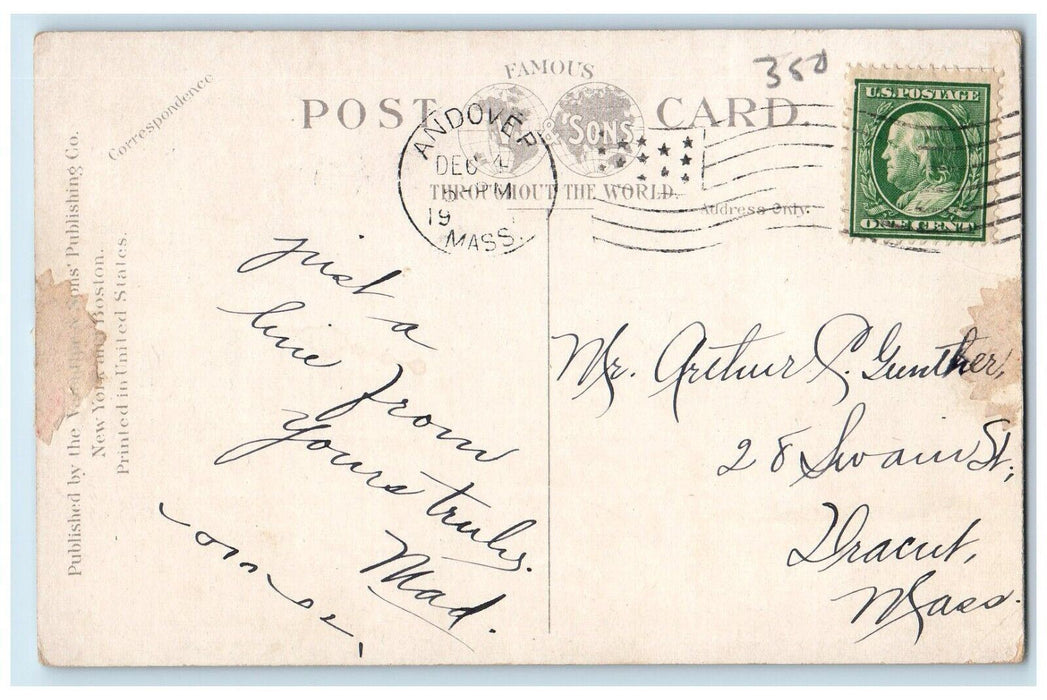 1910 Draper Hall Abbot Academy Andover Massachusetts MA Vintage Antique Postcard